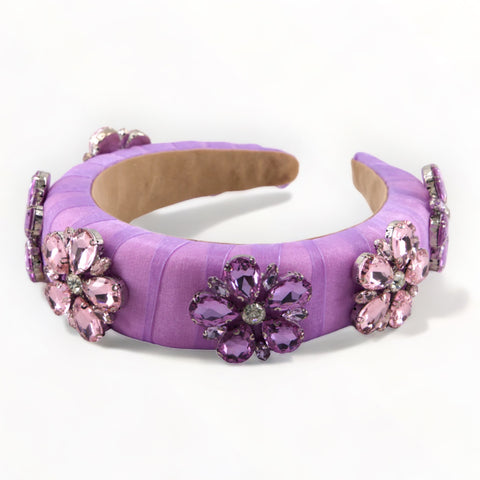 Designer padded flower hair bands lilac