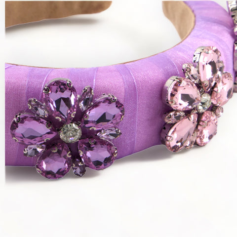 Designer Hand made amethyst diamante headbands for girls