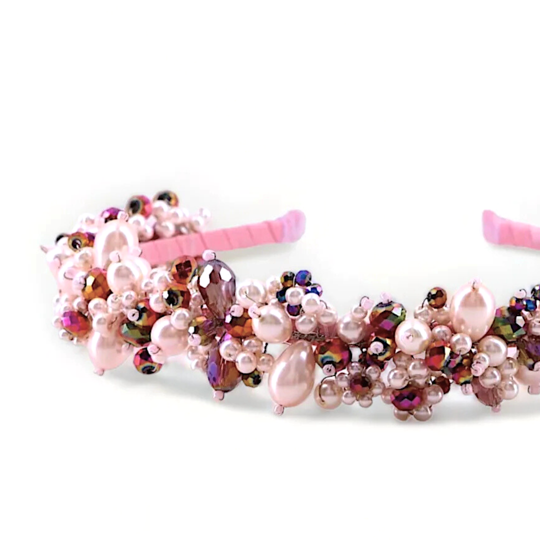 Designer Girls Pearl Headband | The Sachi hand beaded Crown  display picture 1