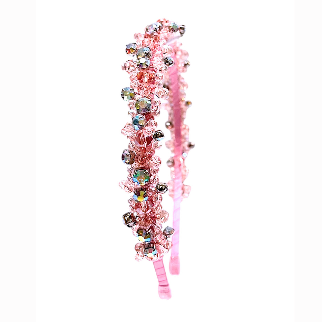 Snow Bloom Crystal Tiara Pink Color Hairband
