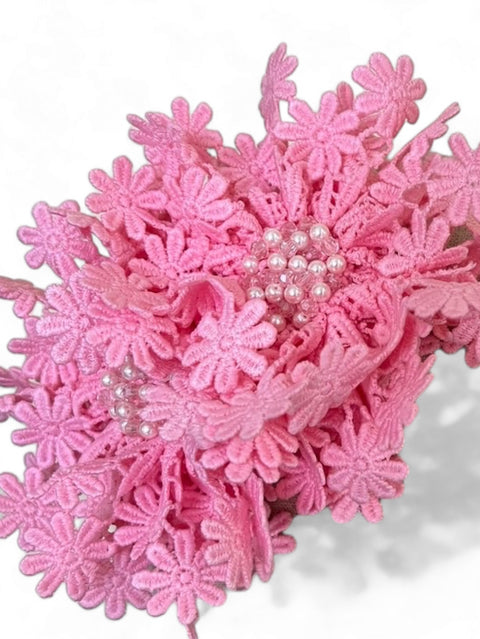 The Gloria Luxury Girls Pink Flower Headband