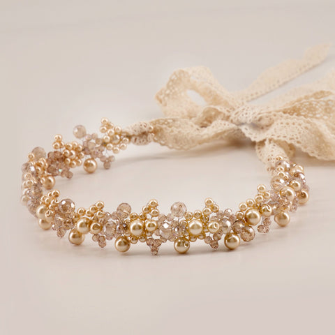 The Francesca Pearl and Crystal Luxury Hair Garland.