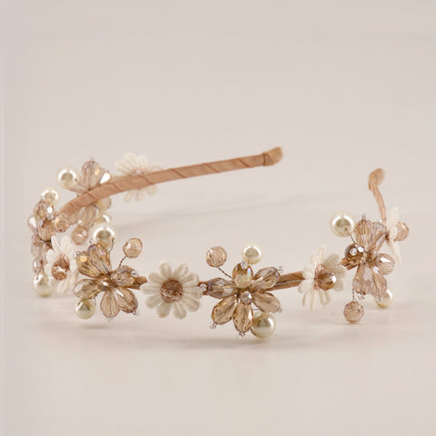 The Kalene Flower Crystal & Pearl Designer Headband.