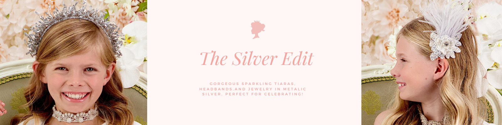 Luxury silver hair accessories for girls, featuring handmade crystal headbands, pearl-embellished hair clips, and designer crowns—perfect for weddings and special occasions.