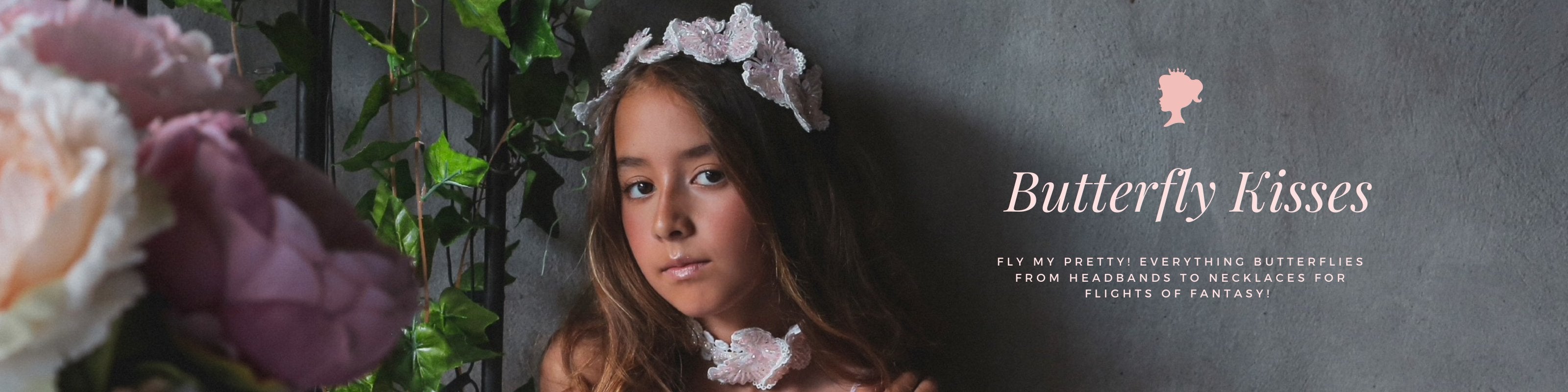 Handmade butterfly hair accessories for girls, featuring lace-embroidered headbands and crystal-embellished hair clips—perfect for weddings and special occasions.