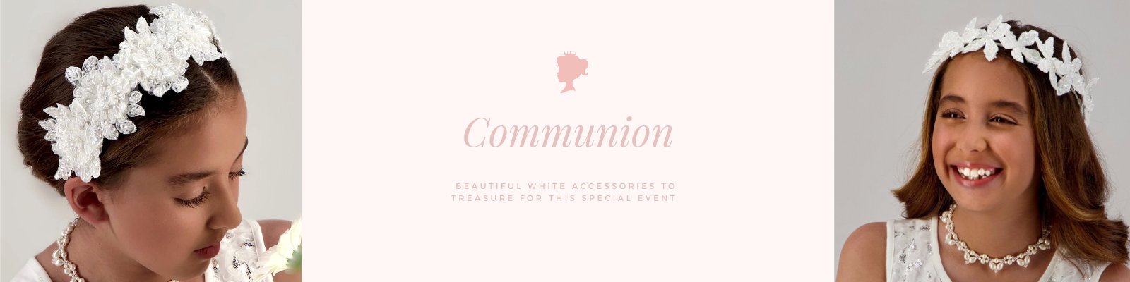 Handcrafted white communion accessories for girls