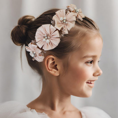 Best designer flower girls blush hair accessories