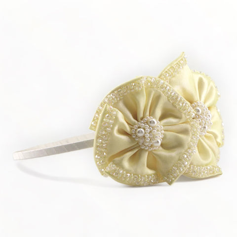 Girls Designer Lemon Yellow flower headband