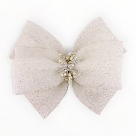 The Galena Silver Girls Bow Hair Clip