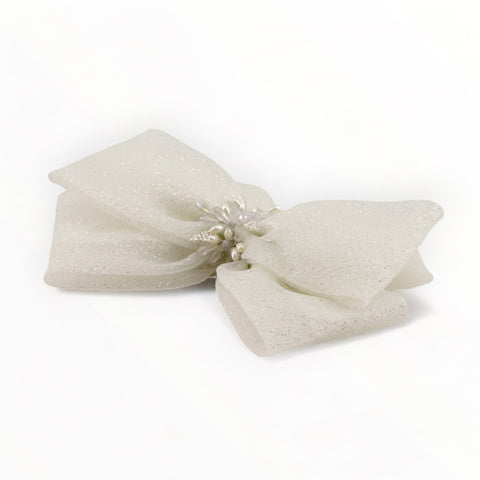 The Galena Silver Girls Bow Hair Clip