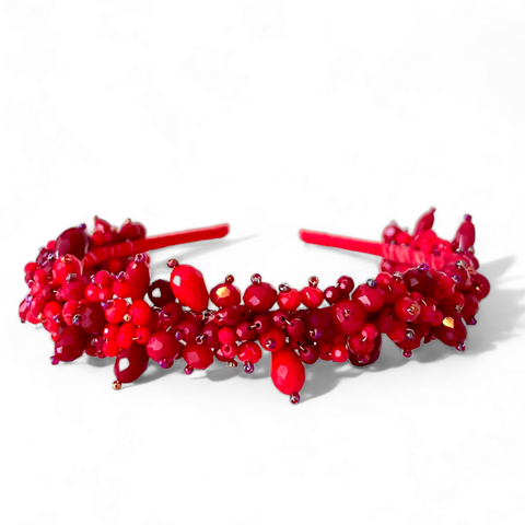 The Samantha Designer Red Crystal Headband