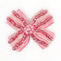 Hand beaded bow clip for toddlers - pink crystal