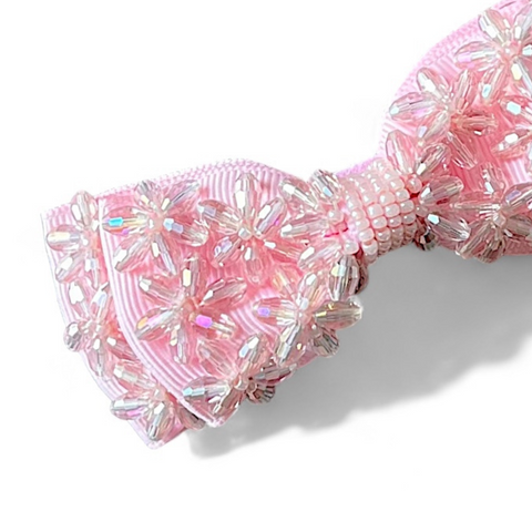 Luxury Girls Bow Hair Clip - Pink Crystal