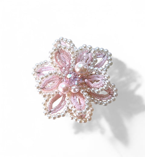 Handmade pearl and crystal flower hair clip for girls, perfect for weddings and special occasions