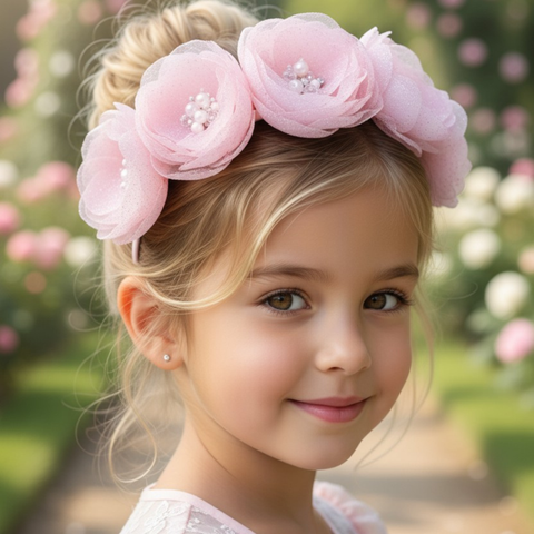 Best girls pink flower crown, hand beaded with pearls, cut crystals and diamantes.  Perfect for flower girls and childrens special occasionwear.