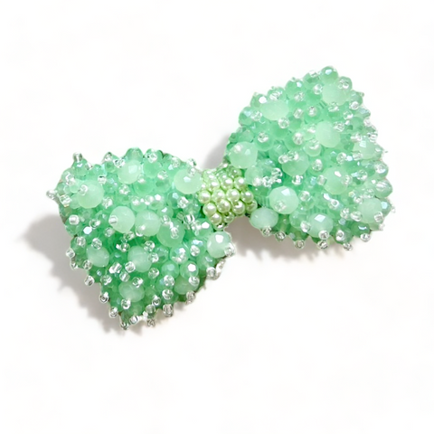 Luxury girls crystal hair bows - mint