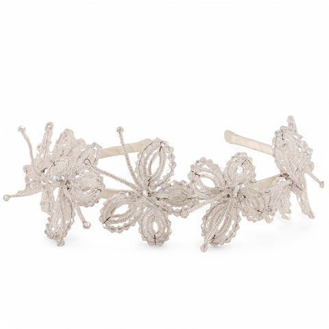 Buy luxury handcrafted and unique hair accessories for children by Sienna Likes to Party.  Each butterfly is made from white crystals.  Designed by Sienna Likes to party