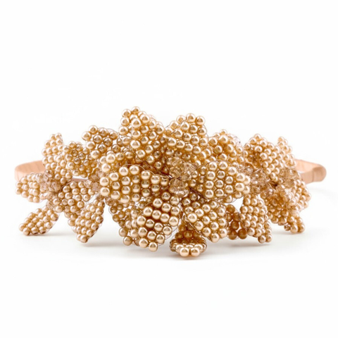 Luxury Blush beaded headband on a white background
