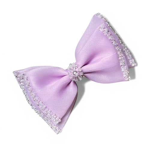 Soft pastel chiffon Adelia Bow Hair Clip with hand-stitched crystals.  Designed by Sienna Likes to Party - Best luxury hair accessories for children