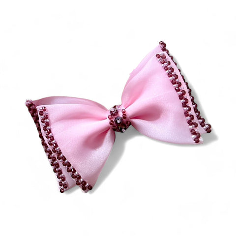 Luxury hair accessories for children.  Buy the best pink hair bows for children embellished with crystals.