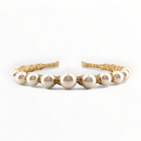 Luxury Gold and Pearl Tiara headband for girls handmade by Sienna Likes to Party - the best luxury hair accessories for children