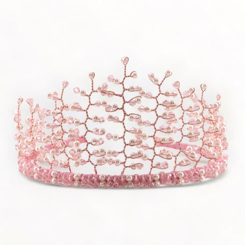 Girls Pink Crystal Tiaras by Sienna Likes to Party, luxury, handmade hair accessories for children.
