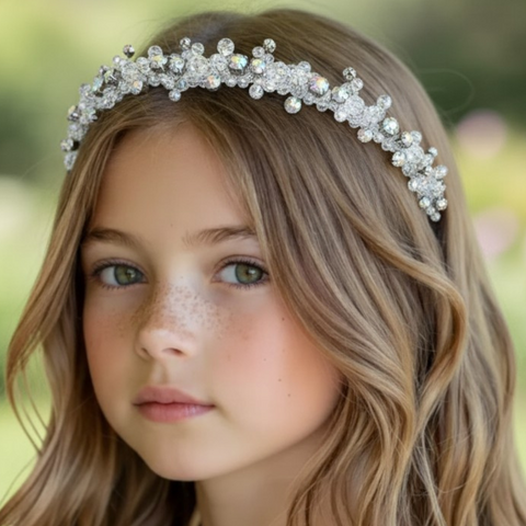 Best Designer white crystal headband, handmade with diamantes, perfect for flower girls and childrens special occasions.