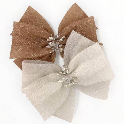 The Galena Silver Girls Bow Hair Clip