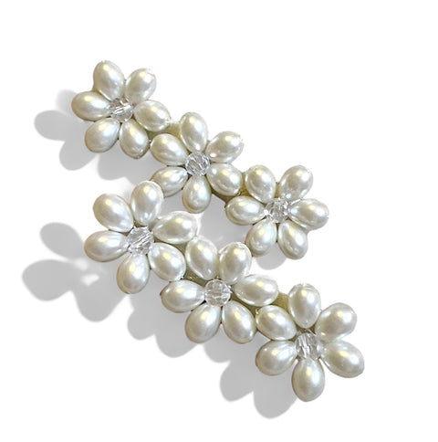 Best designer flower girl hair clip set in white pearl and crystal by Sienna Likes to Party Accessories