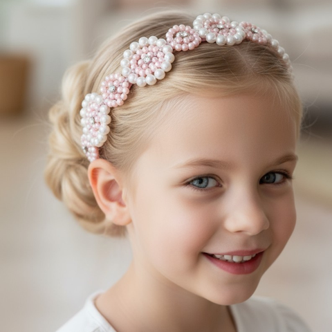 Best Designer kids pink headband, a luxury crown perfect for flower girls and weddings and childrens special occasionwear, by Sienna Likes to Party