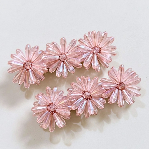 Designer girls pink crystal hair clip set handmade by Sienna Likes to Party - the specialistis in luxury childrens hair accessories.