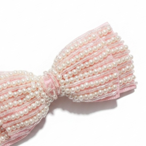 Designer Girls Pearl Bow - Pink