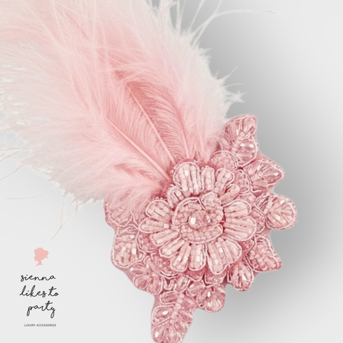 Close up of childrens pink beaded hair clip for flower girls or kids special occasions created by Sienna Likes to Party