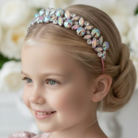 Designer Rhinestone princess crown, handmade by Sienna Likes to Party Accessories with Rainbow diamantes
