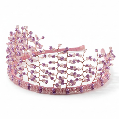 Luxury childrens pink tiara, hand beaded by Sienna Likes to Party luxury hair accessories for kids