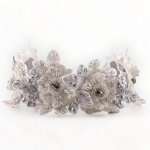 Luxury and bespoke flower crown for girls.  Individually hand beaded by Sienna Likes to Party