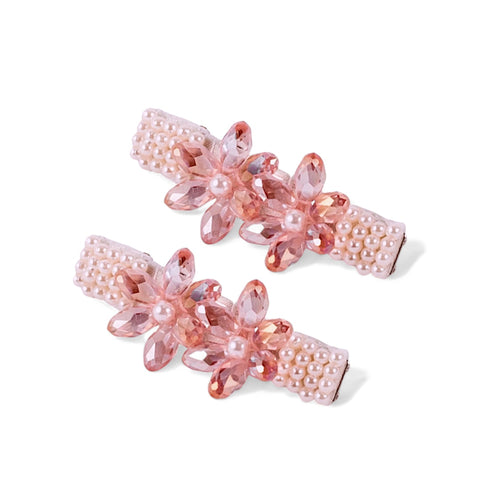 Designer toddler pink clip sets - crystal flower accessories