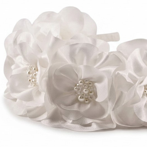 Designer Handmade Girls White Flower Crown - The True Flowers Headband