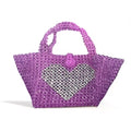 Violet Love Heart Designer Girls Tote Bag