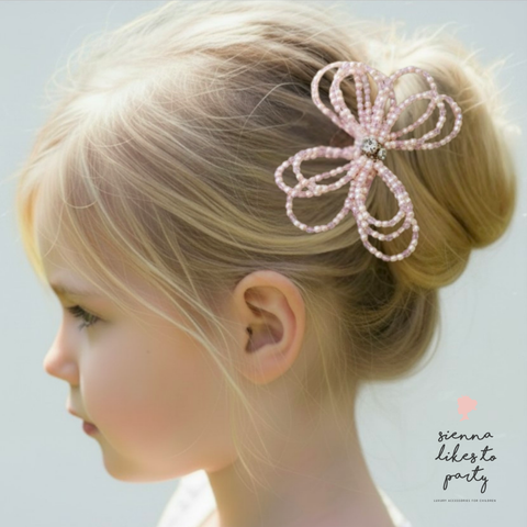 Designer flower girl crystal bow hair accessory