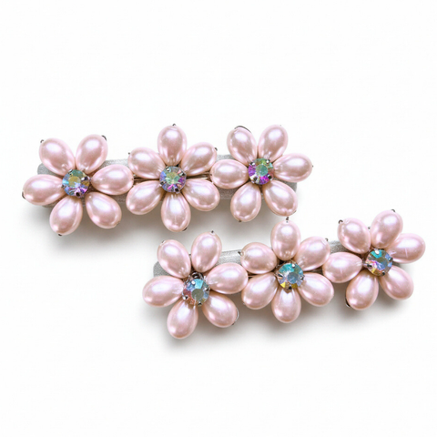 Luxury Designer Handmade Girls Pink Flower Hair Clip Set perfect for flower girls, Easter Gifting and Childrens Special Occasions.
