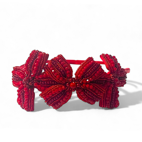 Best Girls Red Beaded bow headband by Sienna Likes to Party luxury hair accessories for children