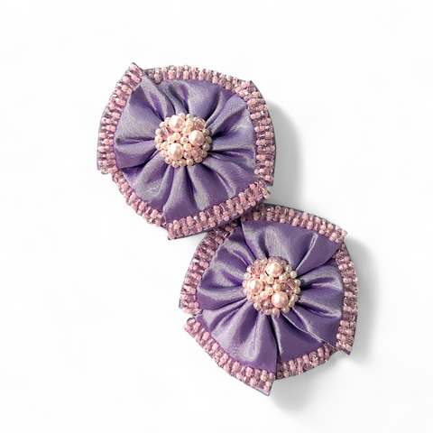 Best girls lilac flower hair clip sets handmade by Sienna Likes to Party luxury accessories for children