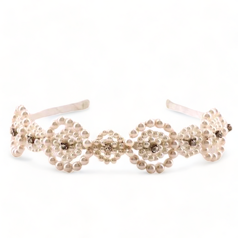 Designer Pearl Flower Girl Headband  handcrafted by Sienna Likes to Party Luxury bespoke Accessories for Children