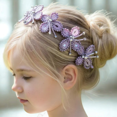Best designer girls purple headband handmade with butterflies in crystal and diamante beads