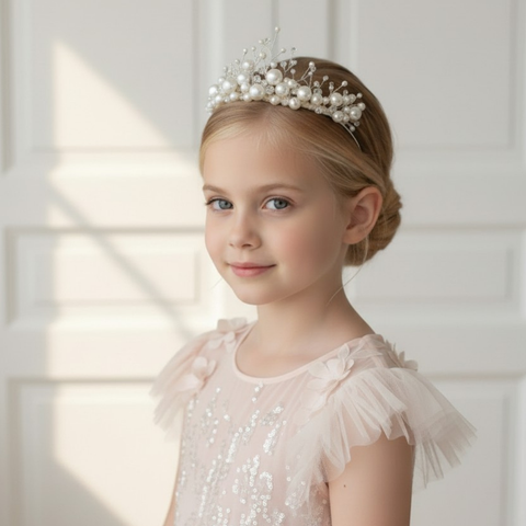 The Cielo Designer Kids Pearl & Crystal Tiara Headband