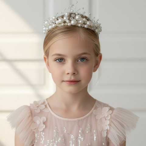 The Cielo Designer Kids Pearl & Crystal Tiara Headband