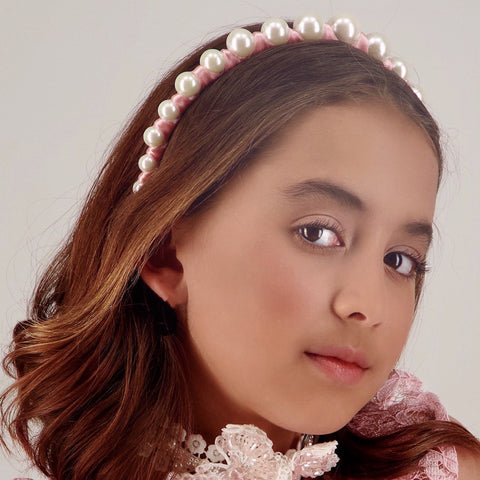 Girls Designer Pearl Crown handmade