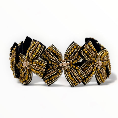 BEST LUXURY HAIR ACCESSORIES FOR CHILDREN - BLACK AND GOLD BOWS