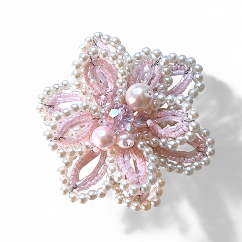 Luxury children’s floral hair clip with pearls and crystals, ideal for flower girls and formal events